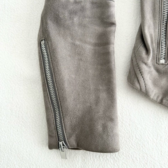 Club Monaco Collection Grey Suede Moto Jacket S - Picture 6 of 16